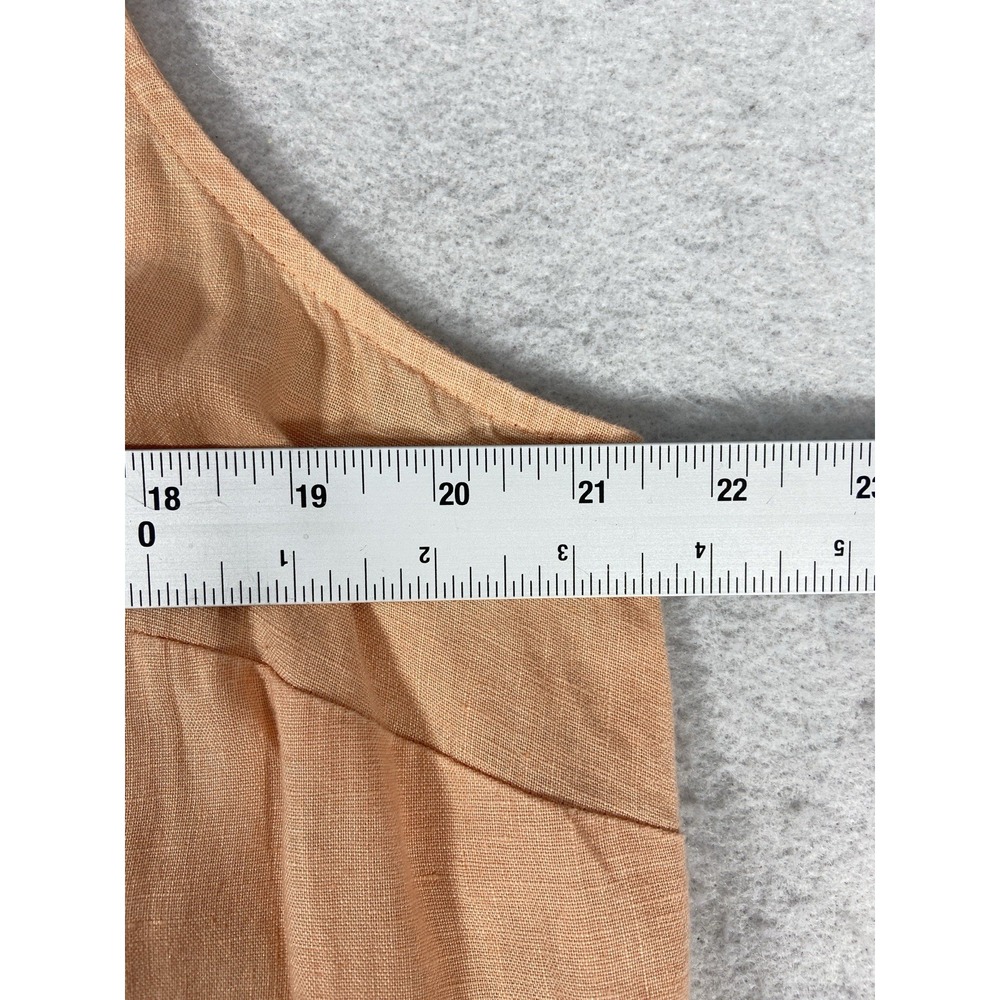 J Jill Dress Women's Large Orange Shift Sleeveless 100% Linen Pockets - Picture 10 of 12